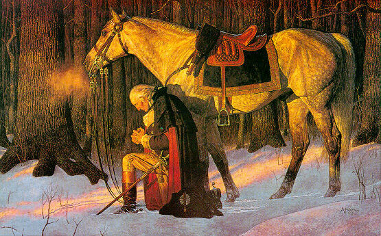 George Washington praying for America