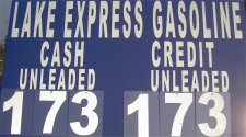 CALL (559) 789-9137 For Daily Prices. Today's Gas Price @ Lake Express Gas is $ 1.73 Per Gallon : 11/21/08 : Take Hwy 190 East to Lake Sussess.
