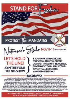 NOV 8th-11th 2021 : AXE THE VAX - NATIONWIDE STRIKE & PROTEST AGAINST THE MANDATE