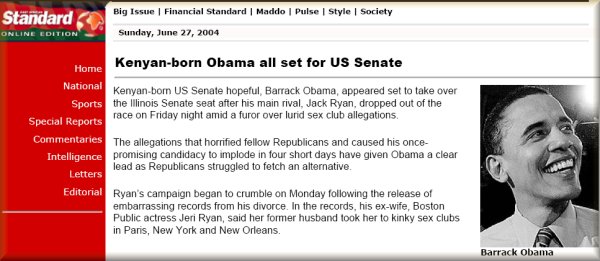 Kenyan-born US Senate hopeful, Barrack Obama, appeared set to take over the Illinois Senate seat
